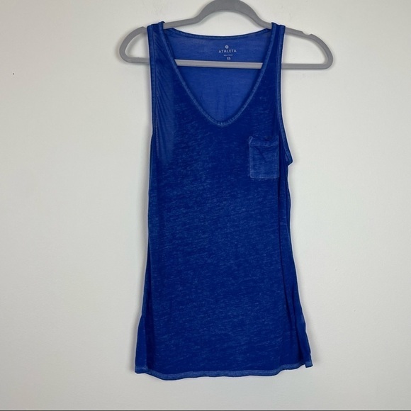 Athleta Burnout Blue Tank with Front Pocket Size Xs - Picture 1 of 4